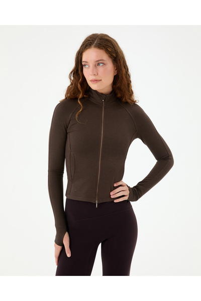 Ayma Active Brown Slim Fit Sports Top