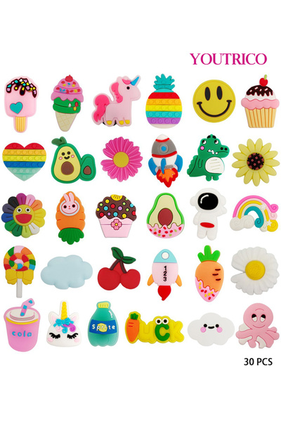 Youtrico مجموعة زينة شبشب من البولي فينيل كلوريد - زينة جيبيتز الكرتونية الملونة