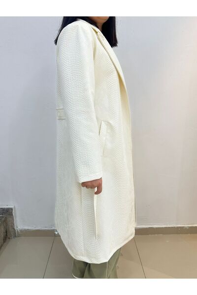 LİFERA Yılan Desenli Kuşaklı Suni Deri Trençkot