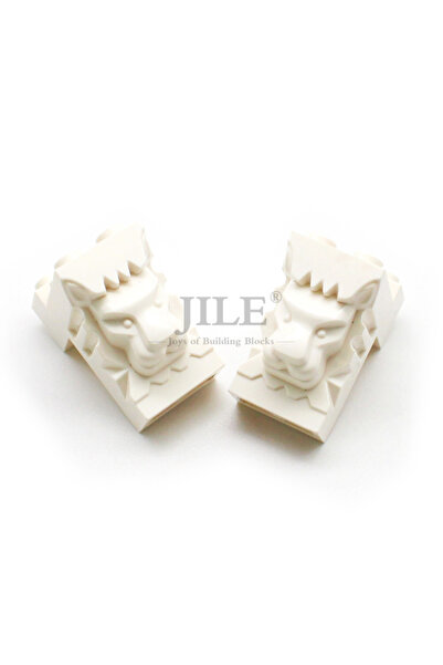choice2 10 قطع بيضاء من مكعبات البناء MOC 30274 مقاس 2×3×3 على شكل رأس أسد لت...