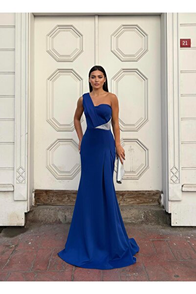 Modafeminen فستان سهرة من قماش السكوبا المرن بتفاصيل حجرية أمامية 583324 SAKS