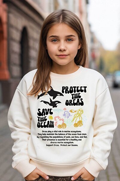 Alfa Tshirt Protect the Orcas Printed 3 Thread Ecru Sweat (Children - Adult)