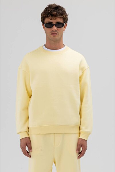 İLKCET MODA Базова унісекс-футболка oversize преміум-класу Sarı