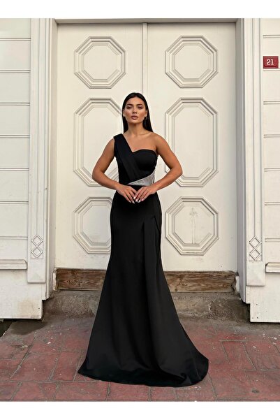 Modafeminen Βραδινό φόρεμα από ελαστικό ύφασμα Scuba με λεπτομέρεια από πέτρα...