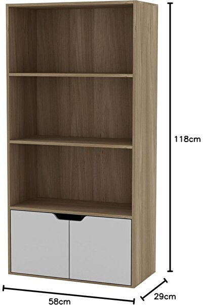 Modern home 4 Tier Wide Wooden Bookcase Cupboard with 2 Doors