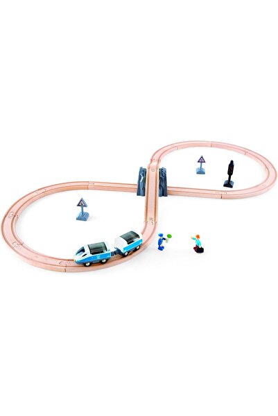 Hape مجموعة قطار ركاب، مجموعة قطار خشبي، لعبة تعليمية لمسار القطار، ألعاب قطا...