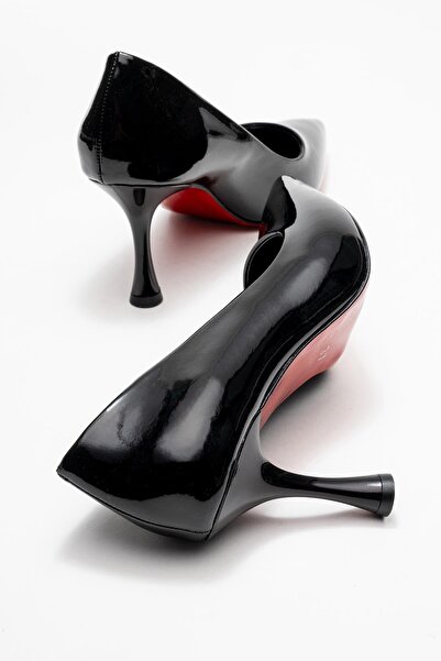CCWAY AYAKKABI Women's Stiletto Shoes; Black Patent Leather