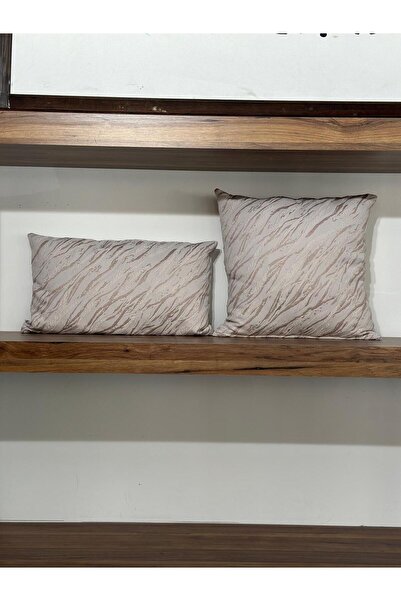 KIRLENTİM 2-Piece Cream Brown Jacquard Woven Inner-Filled Cushion