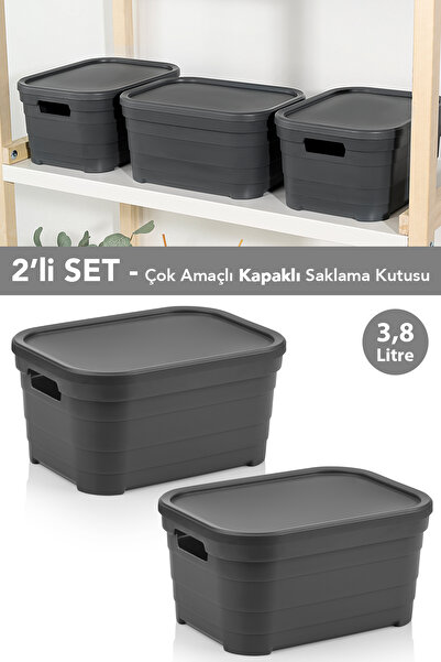 Meleni Home 2 Adet Kapaklı Dekoratif Piramit Saklama Kutusu - Dolap Düzenleyi...