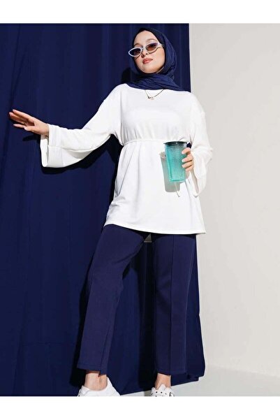Nergis Neva Butik Tunic with folded sleeves and belt