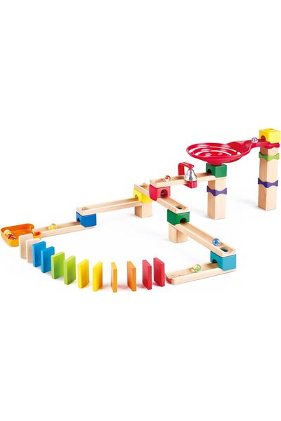 Hape Crazy Rollers Stack Track Wooden Marble Run Set, 50 Pieces