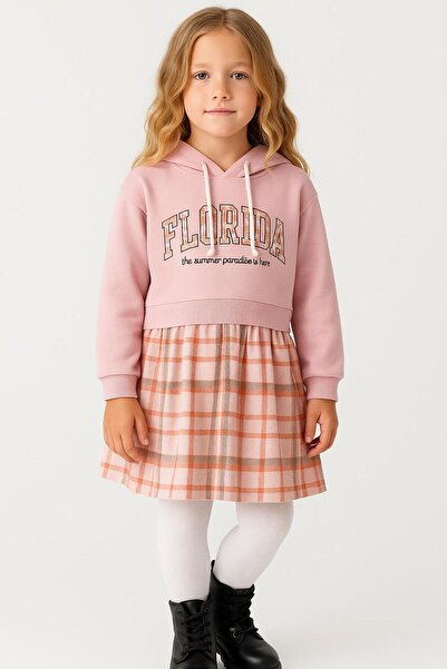 RAPAPA Girl's Sweatshirt-Look Plaid Patterned Dress-1710 P