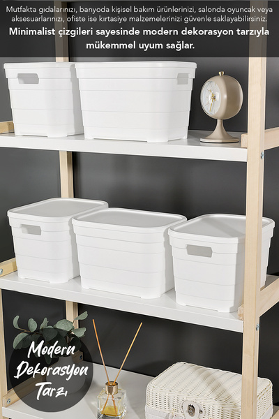 Meleni Home 3 Pieces Decorative Pyramid Storage Box with Lid - Closet Organizer Organizer Box 5 Liters White