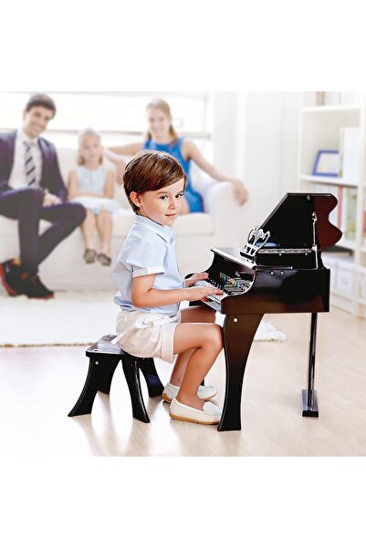 Hape Happy Grand Piano Musical Instrument with Table – 30-Key Wooden Piano for Toddlers