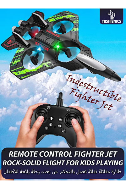 Generic RC Fighter Drone Combat Aircraft | 2.4GHz Remote Control Quadcopter Plane with LED Lights