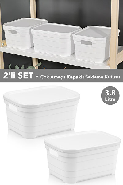 Meleni Home 2 Adet Kapaklı Dekoratif Piramit Saklama Kutusu - Dolap Düzenleyi...
