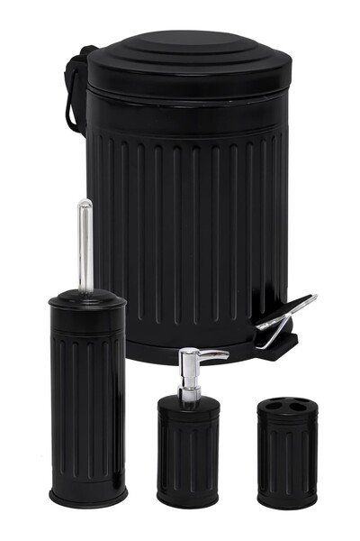 NETAVANTAJ Foreca Vintage 4-Piece Bathroom Set Black