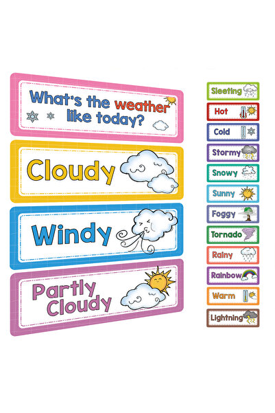 Choice1 Weather English Words Learning Cards Subject Titles for Bulletin Boar...