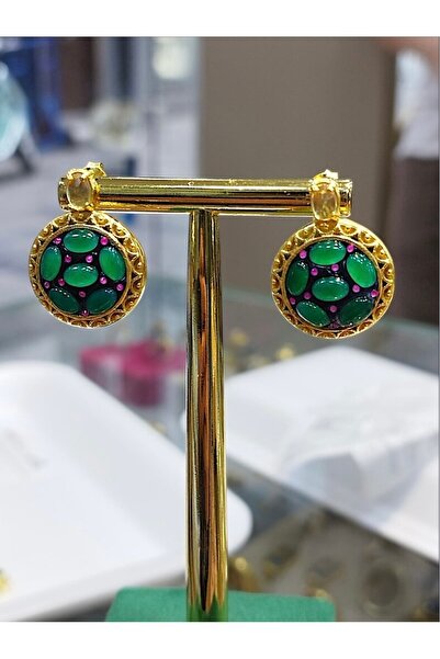 EFEVOS Zümrüt ve Sitrin Doğaltaşlı Gümüş Küpe