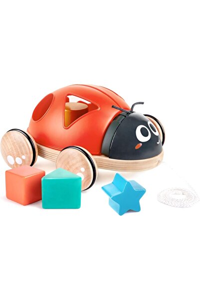 Hape Shape Sorter Ladybug Pull-Along Toy | Wooden Push & Pull Toy for Toddlers with Shape Sorting Bl