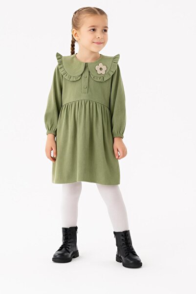 RAPAPA Girl's Ruffled Collar Long Sleeve Dress-1571 H