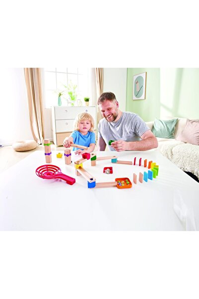 Hape Crazy Rollers Stack Track Wooden Marble Run Set, 50 Pieces