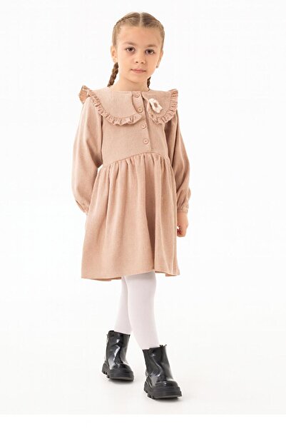 RAPAPA Girl's Ruffled Collar Long Sleeve Dress-1571-V