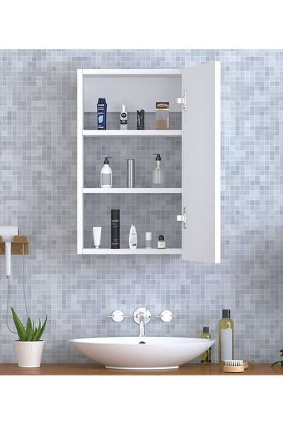Modern home Cabinets with Single Mirrored Door with 3 Storage Units with Shelves