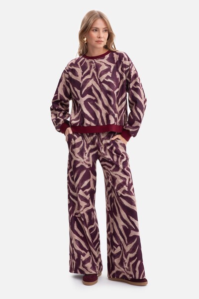 BEWEAR Wide-leg trousers with print and elastic waist