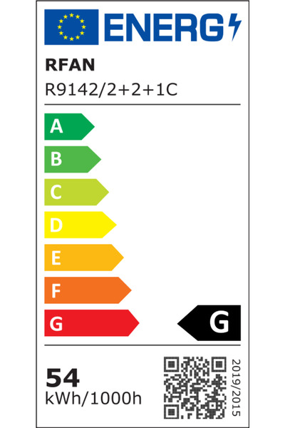 RFAN LED Chandelier, Model R9142/2+2+1C, With Remote Control, 3 Types of Light, 54W, White/Silver
