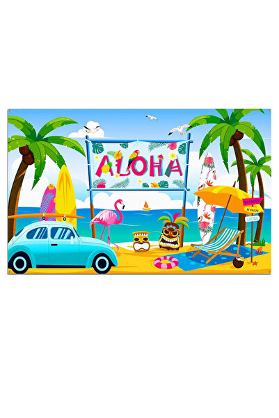 OEM Fundal foto cu tematica Hawaii Dkpow, 185 x 110 cm, poliester, multicolor