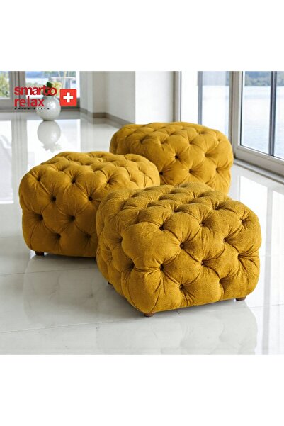 Smarto relax Puf Zinal Ayaksız Kapitoneli Kare 45x45 cm Dekoratif Kapitoneli ...