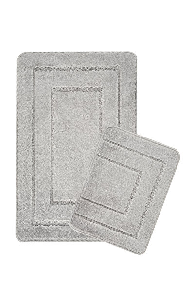 Konfor Halı Natural Non-Slip Base Bath Mat Set Long-Lasting Soft Textured Water Absorbent Washable Set 50X80-50X40