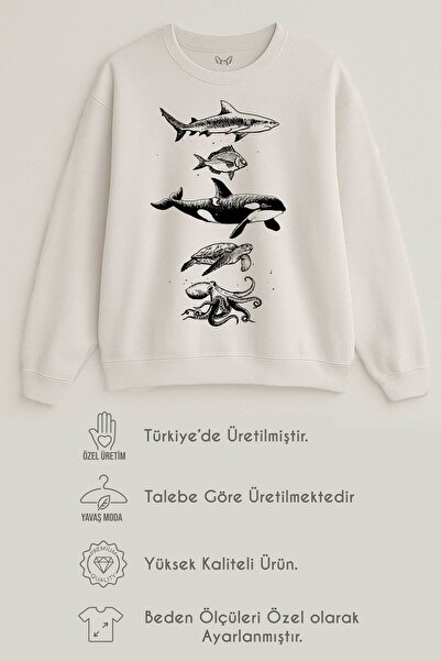 Alfa Tshirt Orca Black and White Printed 3 Thread Ecru Sweat (Children - Adult)