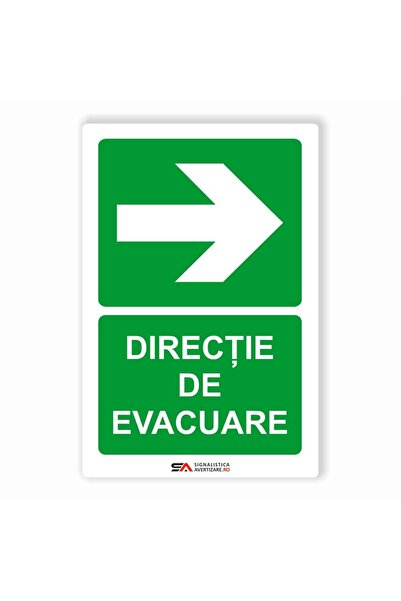 Indicatoare Directie de evacuare – Indicator de prim ajutor, salvare sau situatii de urgenta, Panou Plastic PVC