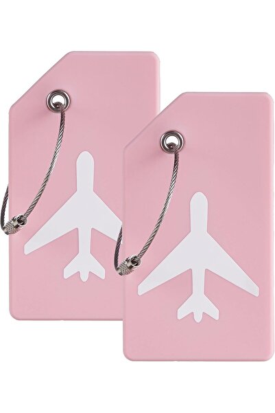 Arabest 2-Pack Silicone Luggage Tags,with Stainless Steel Rings & Name Card,for Quickly Finding Luggage,Pink