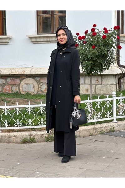 KAREN Modaabad Çıtlı Trenç T380 Siyah