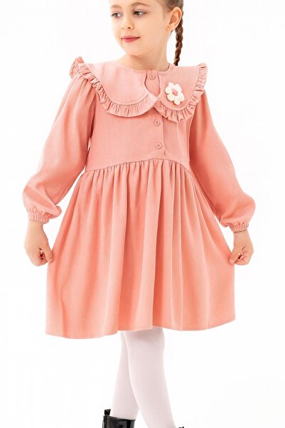 RAPAPA Girl's Ruffled Collar Long Sleeve Dress-1571-S