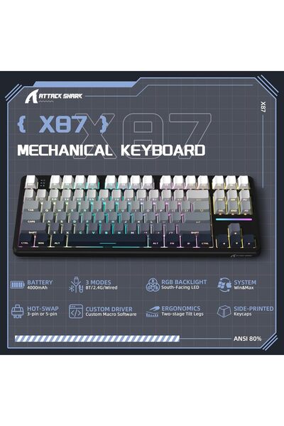 Attack Shark X87 Wireless Mechanical Keyboard