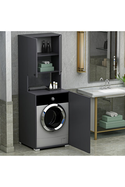 Ninnimo ECN Üst Dolaplı Çok Amaçlı Çamaşır Makinesi Dolabı Antrasit