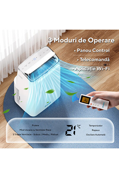 Heber Heber® 12000 BTU Portable Air Conditioner, SMART COOL, Wi-Fi, Cooling, Dehumidification, Heating