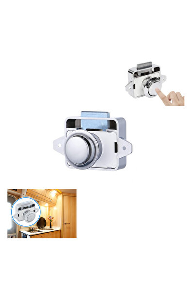 EYMEN YAPI Karavan ve Tekneler için Basmalı Çekmece Dolap Kilidi Krom Renk