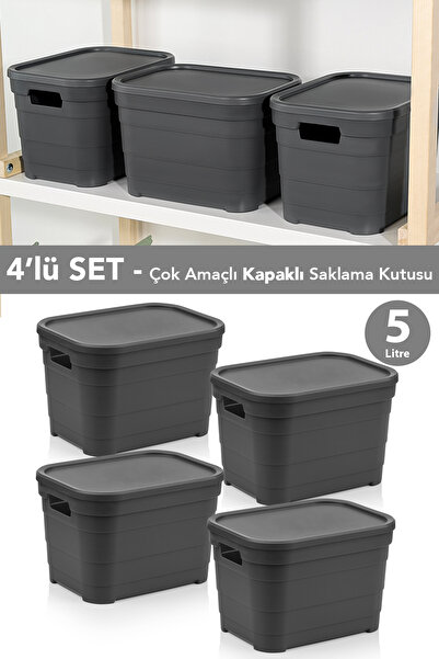 Meleni Home 4 Adet Kapaklı Dekoratif Piramit Saklama Kutusu - Dolap Düzenleyi...