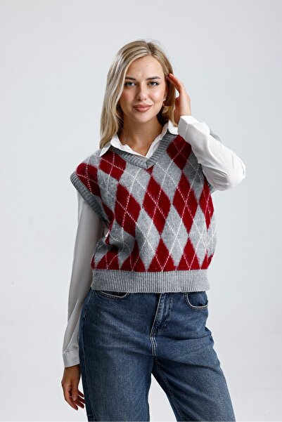 Rawanda Women's Diamond Patterned Soft Knit Sweater