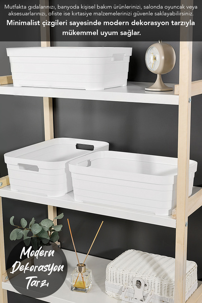 Meleni Home 2 Pieces Decorative Pyramid Storage Box - Closet Organizer Multi-Purpose Organizer 8.2 Liters White