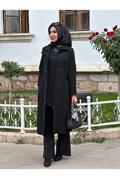 KAREN Modaabad Çıtlı Trenç T380 Siyah