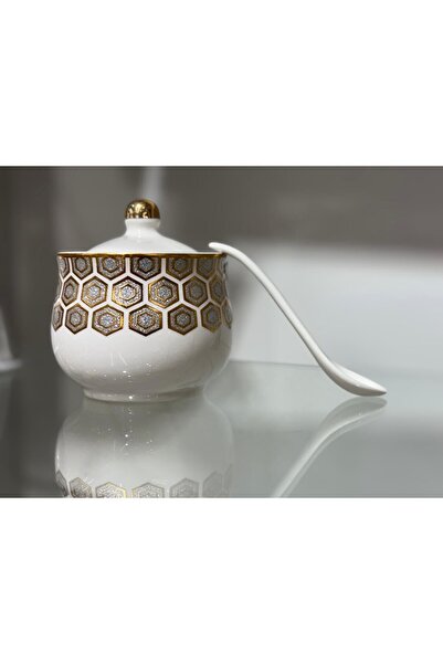 Bin Shihoun 21-piece tea and coffee serving set with a distinctive rose gold pattern