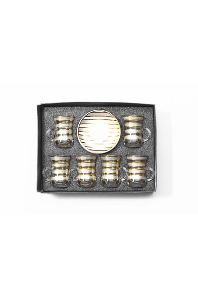 Bin Shihoun 12-piece tea set consisting of 6 clear glass teacups and 6 saucer...