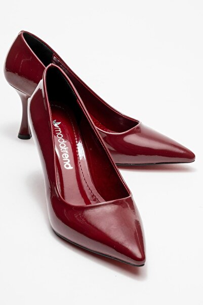 CCWAY AYAKKABI Women's Stiletto Shoes; Burgundy Patent Leather