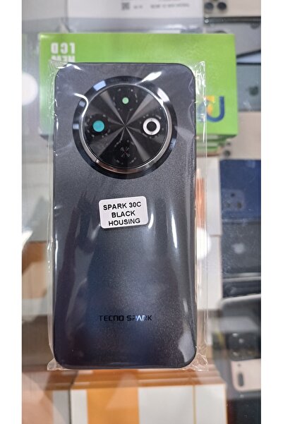 indirimplus TECNO SPARK 30C KASA KAPAK ÇERÇEVELİ TUŞ KAMERA CAMI FULL SİYAH R...